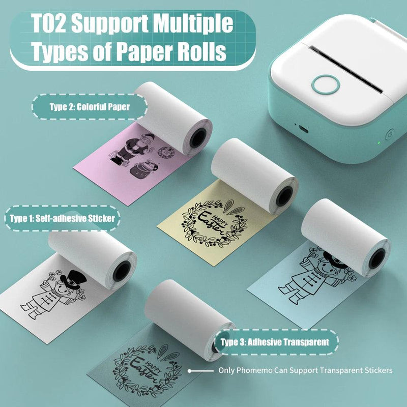Phomemo T02 Mini Impressora Térmica Wireless para Criação de Adesivos e Jornal - Loja Sem Fim