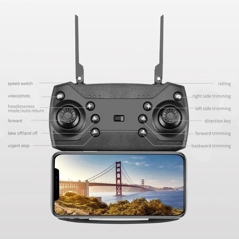 Drone Dobrável E88Pro - Câmera HD 4K ou 1080P, FPV, Altura Hold - Loja Sem Fim
